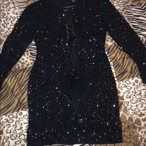 black sequin dress